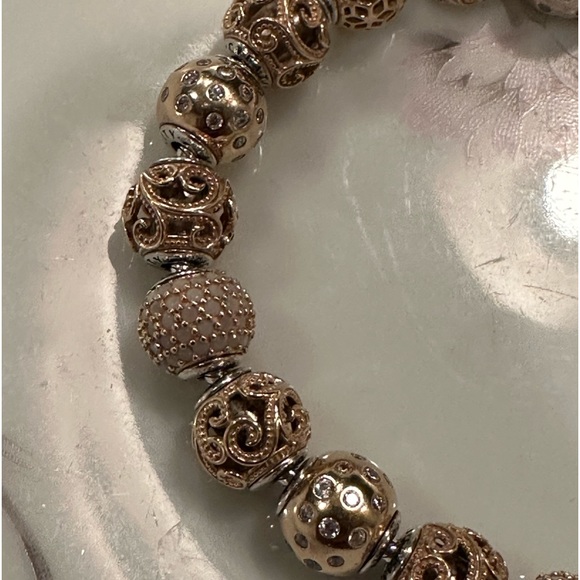 Authentic Retired Pandora Essence Bracelet with 18 14KT Gold Charms 7.1 in - Picture 6 of 8